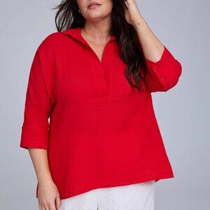 Torrid Red Blouse 3/4 length sleeves